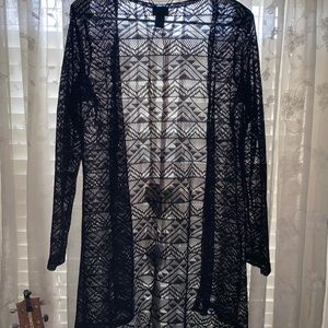 Black Lace knee-length cardigan